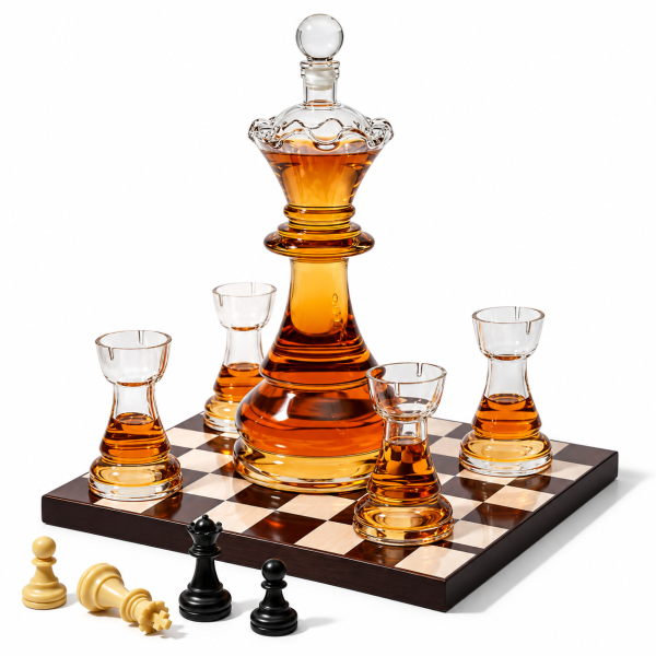 Set cu decantor și 4 pahare "Royal Chess"