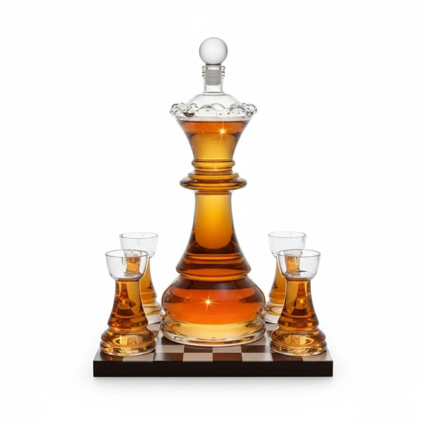 Set cu decantor și 4 pahare "Royal Chess"