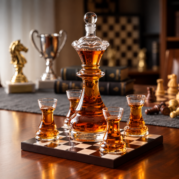 Set cu decantor și 4 pahare "Royal Chess"