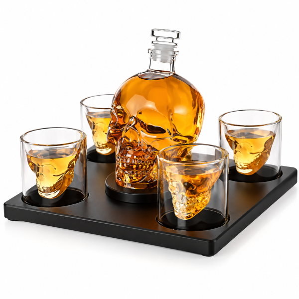 Set cu decantor și 4 pahare "Skeleton"