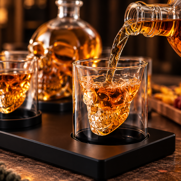 Set cu decantor și 4 pahare "Skeleton"