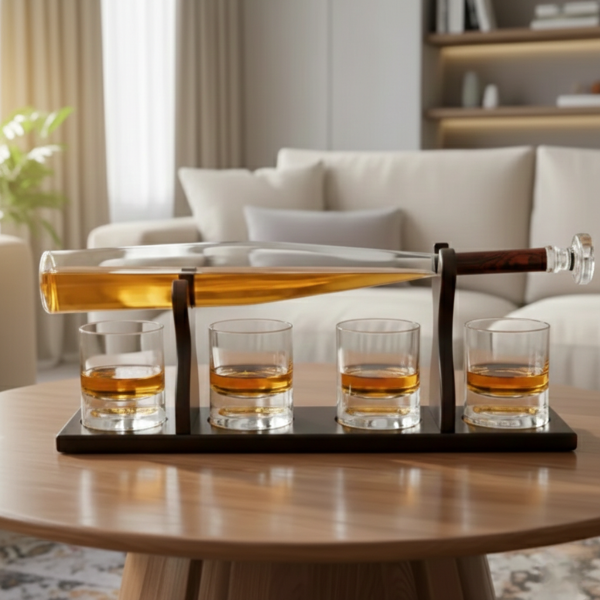 Set decantor cu suport și 4 pahare "Baseball bat"