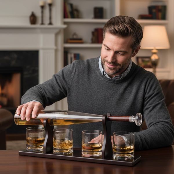 Set decantor cu suport și 4 pahare "Baseball bat"