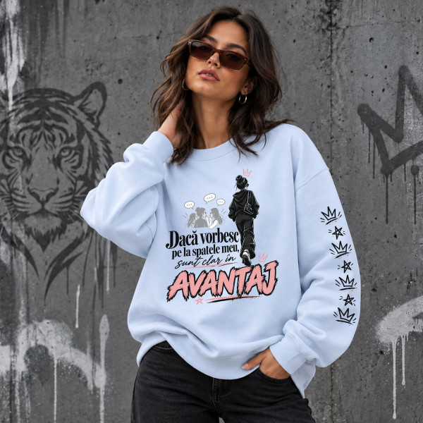 Hanorac unisex în culori pastelate "Sunt clar în avantaj"