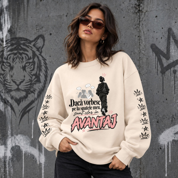 Hanorac unisex în culori pastelate "Sunt clar în avantaj"