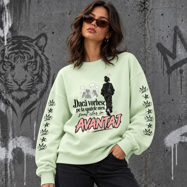 Hanorac unisex în culori pastelate "Sunt clar în avantaj"
