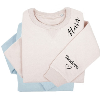 Hanorac UNISEX pastel "Sully" "Nașă" cu numele copiilor pe mânecă