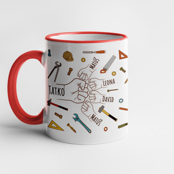 Cană "Micuțele ajutoare ale tatălui" cu numele copiilor personalizate