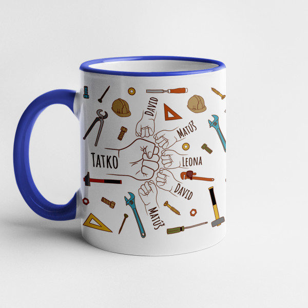 Cană "Micuțele ajutoare ale tatălui" cu numele copiilor personalizate