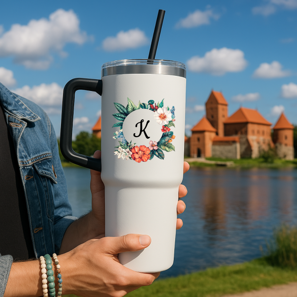 Cană termo XL "Inițială" cu litera dorită (1200ml)