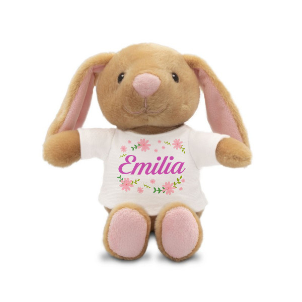 Iepuraș de pluș „Flori” cu numele ales de dvs. (18 cm) Iepuraș de pluș „Flori” cu numele ales de dvs. (18 cm)