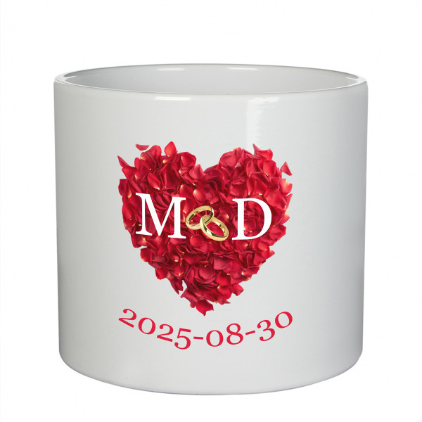 Vas ceramic "Pentru nuntă" cu inițialele și data alese de dvs Vas ceramic "Pentru nuntă" cu inițialele și data alese de dvs