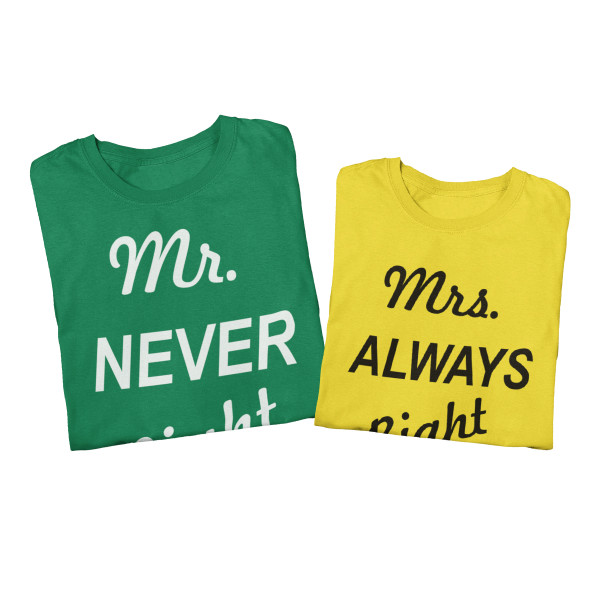 Set de tricouri "Mr NEVER Right & Mrs ALWAYS Right" Set de tricouri "Mr NEVER Right & Mrs ALWAYS Right"