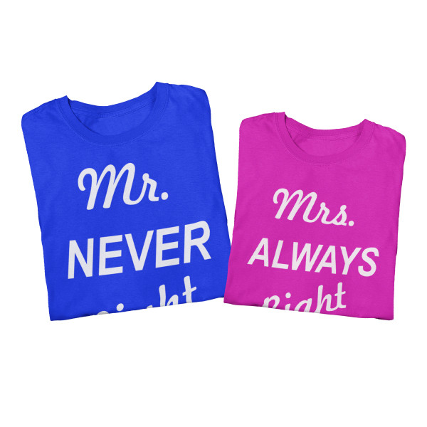 Set de tricouri "Mr NEVER Right & Mrs ALWAYS Right" Set de tricouri "Mr NEVER Right & Mrs ALWAYS Right"