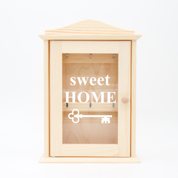 Cutie de chei din lemn cu sticlă "Sweet home" Cutie de chei din lemn cu sticlă "Sweet home"
