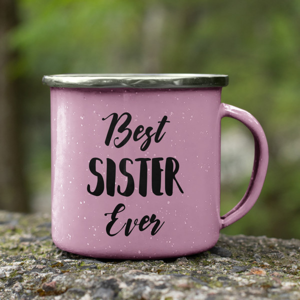 Cană din metal „Best sister ever“ Cană din metal „Best sister ever“