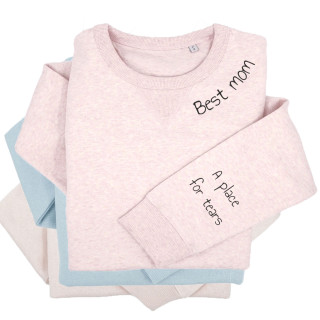 Bluză UNISEX pastel "Sully" "Best mom" cu numele copiilor pe mânecă