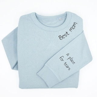 Bluză pastel "Sully" "Best mom" cu numele copiilor pe mânecă Bluză pastel "Sully" "Best mom" cu numele copiilor pe mânecă