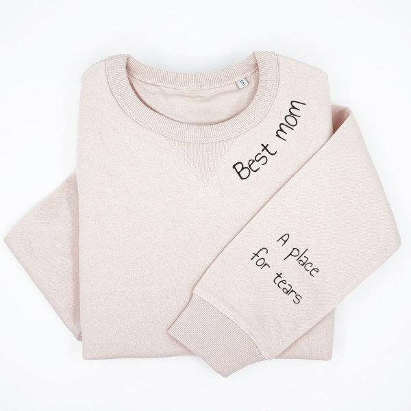 Bluză UNISEX pastel "Sully" "Best mom" cu numele copiilor pe mânecă Bluză UNISEX pastel "Sully" "Best mom" cu numele copiilor pe mânecă