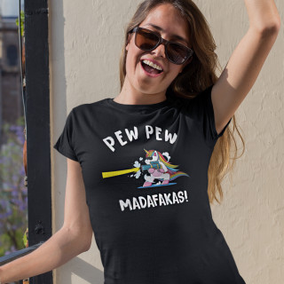 Tricou pentru femei "Unicorn Pew pew"