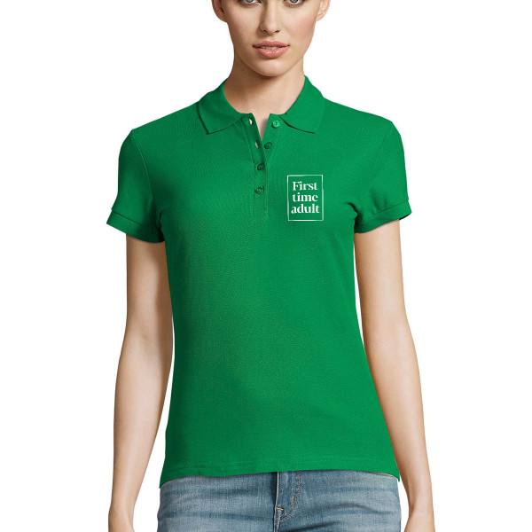Tricou polo pentru femei "First time adult" Tricou polo pentru femei "First time adult"