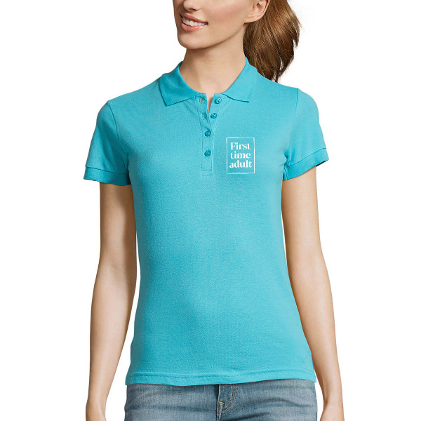 Tricou polo pentru femei "First time adult" Tricou polo pentru femei "First time adult"