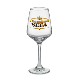 Pahar de vin "Cea mai bună Șefă" (400ml) Pahar de vin "Cea mai bună Șefă" (400ml)