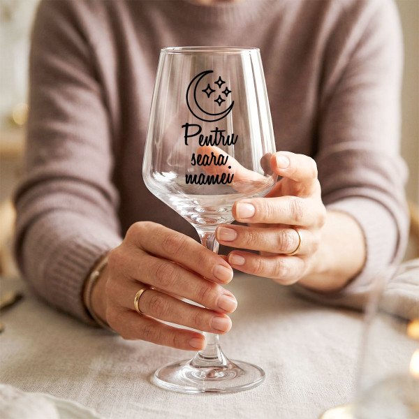 Pahar de vin "Pentru seara mamei" (400ml)