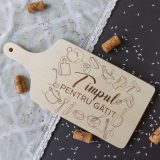 Placă de tăiat cu mâner "Timpul pentru gătit" (35cm)