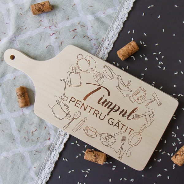 Placă de tăiat cu mâner "Timpul pentru gătit" (35cm) Placă de tăiat cu mâner "Timpul pentru gătit" (35cm)