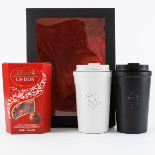 Set cadou premium pentru cupluri „Constelații zodiacale” cu semnele tale zodiacale alese (400ml)