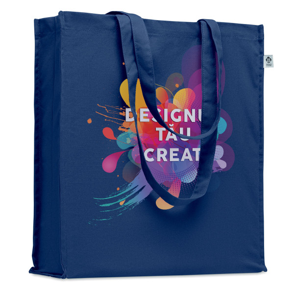 Pungă colorată din bumbac organic XL cu designul tău personalizat Pungă colorată din bumbac organic XL cu designul tău personalizat