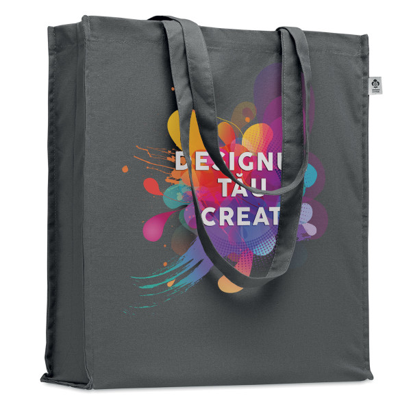 Pungă colorată din bumbac organic XL cu designul tău personalizat Pungă colorată din bumbac organic XL cu designul tău personalizat