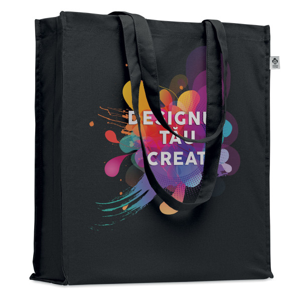 Pungă colorată din bumbac organic XL cu designul tău personalizat Pungă colorată din bumbac organic XL cu designul tău personalizat