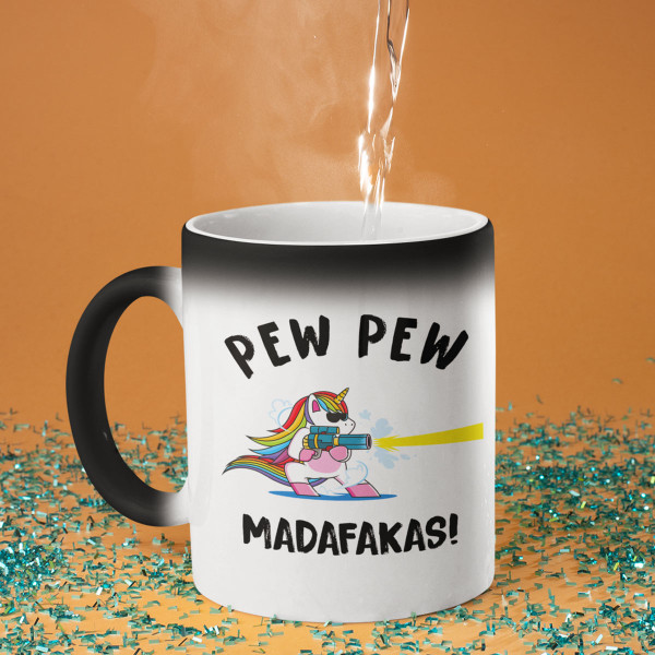 Cană „Pew Pew Unicorn“