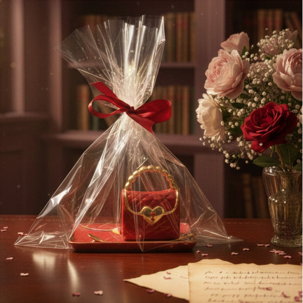 Cană "Poșetă" cu farfurioară și lingură în formă de inimă