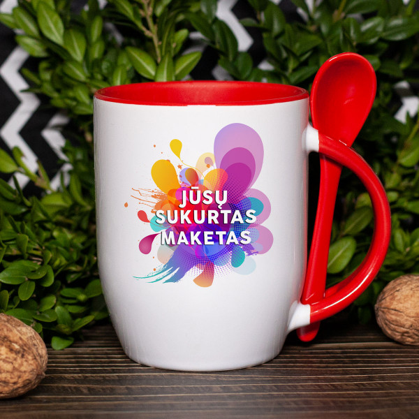 Cană cu lingură și designul tău personalizat Cană cu lingură și designul tău personalizat