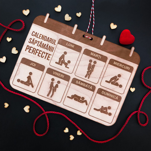 Semn din lemn pentru agățat "Calendarul săptămânii perfecte'' Semn din lemn pentru agățat "Calendarul săptămânii perfecte''