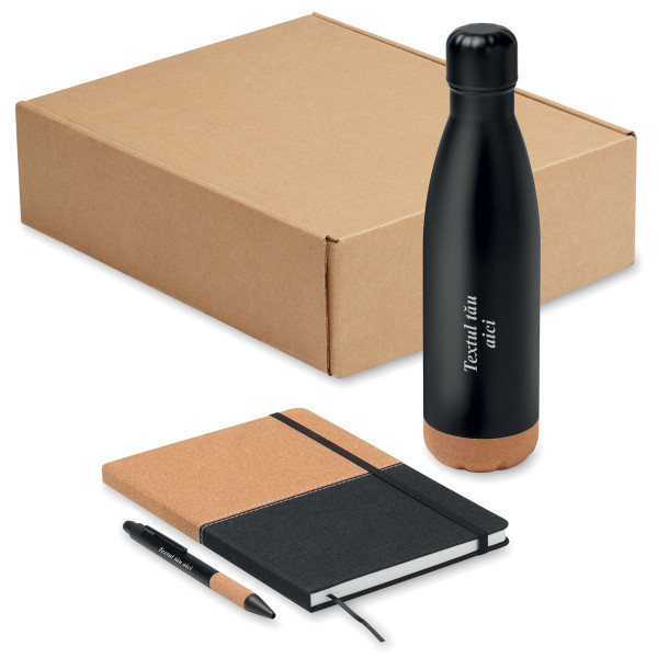 Set cadou durabil "ECO Black" cu textul ales de tine