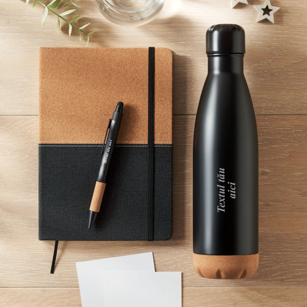 Set cadou durabil "ECO Black" cu textul ales de tine