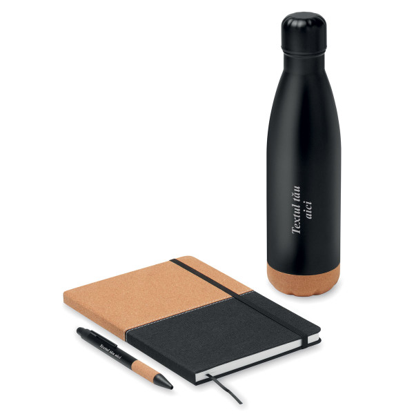Set cadou durabil "ECO Black" cu textul ales de tine