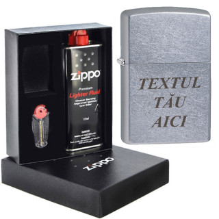 Set cadou Zippo 200 cu textul tău gravat