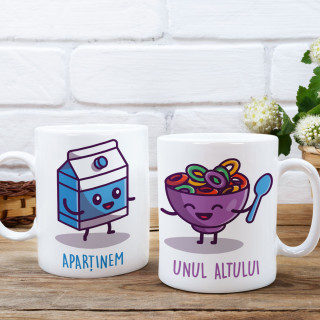 Set de căni pentru cupluri "Cuplu de mic dejun" Set de căni pentru cupluri "Cuplu de mic dejun"