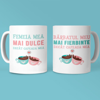 Set de căni pentru cupluri „Dragostea e ca cafeaua” Set de căni pentru cupluri „Dragostea e ca cafeaua”