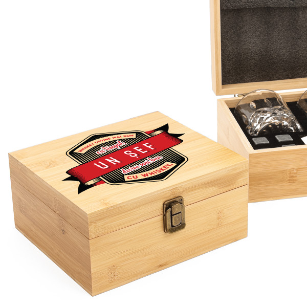Set de pahare de whisky de lux într-o cutie de bambus "BOSS"