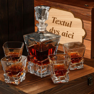 Set de whisky într-o cutie din lemn "ELIXIR" cu textul ales de tine