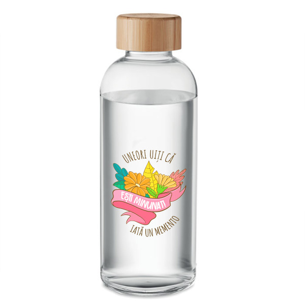 Sticlă de apă din sticlă "Ești extraordinar!" (650ml) Sticlă de apă din sticlă "Ești extraordinar!" (650ml)