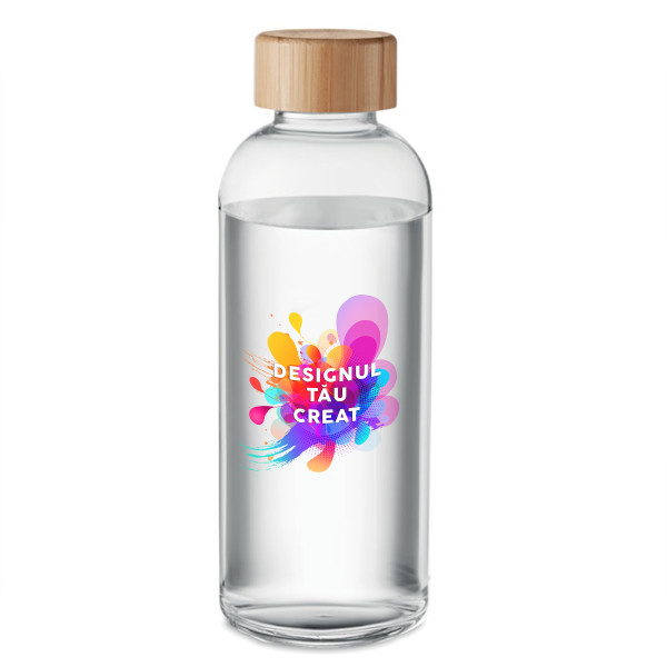 Sticlă de apă din sticlă "FRIS" cu designul tău personalizat (650 ml)