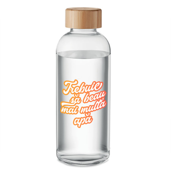 Sticlă de apă din sticlă "Trebuie să beau mai multă apă" (650ml) Sticlă de apă din sticlă "Trebuie să beau mai multă apă" (650ml)