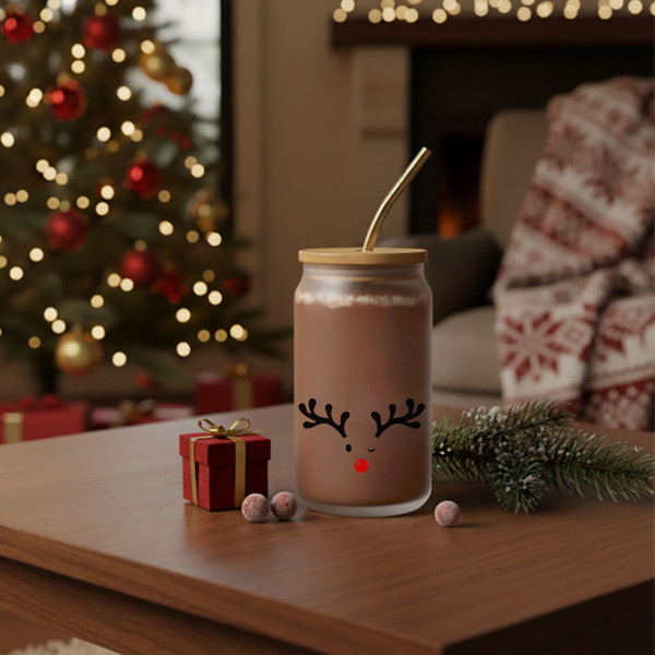 Borcan de sticlă cu pai metalic "Micul elan", 400ml